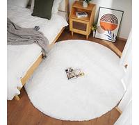 Ghouse Alfombras Salón Redonda Pelo De Pelo Corto de Alfombra Habitación Dormitorio Lavables Alfombra Antideslizante Muy Suave, Alfombra esponjosa de Cama(Blanco,Ø 180 cm Ronda)