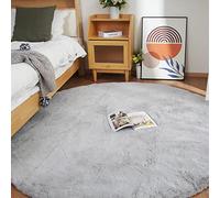 Ghouse Alfombras Salón Redonda Pelo De Pelo Corto de Alfombra Habitación Dormitorio Lavables Alfombra Antideslizante Muy Suave, Alfombra esponjosa de Cama(Gris,Ø 180 cm Ronda)