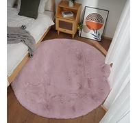 Ghouse Alfombras Salón Redonda Pelo De Pelo Corto de Alfombra Habitación Dormitorio Lavables Alfombra Antideslizante Muy Suave, Alfombra esponjosa de Cama(Rosa,Ø 180 cm Ronda)