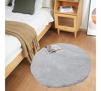 Ghouse Alfombras Salón Redonda Pelo De Pelo Corto de Alfombra Habitación Dormitorio Lavables Alfombra Antideslizante Muy Suave, Alfombra esponjosa de Cama(Gris,Ø 90 cm Ronda)