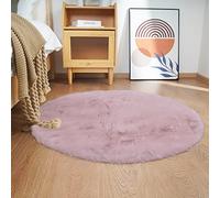 Ghouse Alfombras Salón Redonda Pelo De Pelo Corto de Alfombra Habitación Dormitorio Lavables Alfombra Antideslizante Muy Suave, Alfombra esponjosa de Cama(Rosa,Ø 120 cm Ronda)