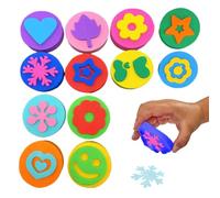 GHPKOTW 12 Esponjas De Pintura, Sello De Pintura De Espuma De Doble Cara, Esponjas De Dibujo Para Manualidades, Sellos De Esponja Para Niños Pequeños, Aprendizaje Temprano Y Manualidades