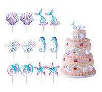 GHPKOTW 12 Piezas De Sirena Decoración De La Torta De Cumpleaños De Las Niñas, Sirena Cake Toppers Decoración De La Torta De Los Niños Las Mujeres Decoración Sirena Tema De La Decoración Del Partido