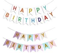 GHPKOTW 2 Happy Birthday Guirnalda, Banderola Feliz Cumpleaños, Pancarta Feliz Cumpleaños, Decoración Cumpleaños, para Adultos Y Niños