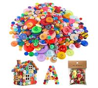 GHPKOTW 250 Piezas Botones, Accesorio Costura, Manualidades, Tejer Artesanías, Para Coser Agujas, Varias Tallas, Redondos, Pequeños Botones,9-35 mm,150g