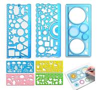 GHPKOTW 7 Piezas Juego De Reglas Escolar,Regla Geométrica Multifuncional,Escuadra Cartabon Y Transportador,Modèle, Reglas, Regla con División En Pulgadas Y Centímetros, Adecuada para Oficina, Escuela