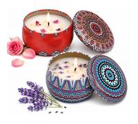 GHPKTOW 2 Boxes Aromáticas Velas Perfumadas de rose y Lavanda, Vela Aromática, Velas de Larga Duración, Caja de Regalo, Velas Perfumadas, Vela en Tarro, Regalos Perfectos para Mujeres