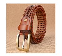 GHQYP Cinturón para Hombres Cinturones Trenzados elásticos para Jeans Cinturones de Lujo de Cuero Genuino Duradero con Hebilla de una Sola Punta para el Trabajo de Negocios