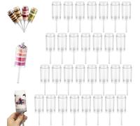 GHRKLP Cake Push Pops con tapas, recipientes reutilizables para pastel Push Pop, tirador de pastel transparente de calidad alimentaria, para tiradores de helado y horneado DIY(30pcs)