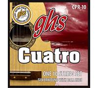 GHS 011-.041 - Juego de 4 cuerdas (bola final, 10 cuerdas), color plateado