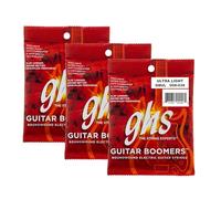 GHS Strings Guitarra Boomers, cuerdas de guitarra eléctrica chapadas en níquel, juego GBUL - Ultra ligero (.008-.038), 3 juegos de GBUL