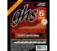 GHS Strings S325-5 - Cuerdas de guitarra acústica de bronce fosforado, ligeras, paquete de 6 (12-54)