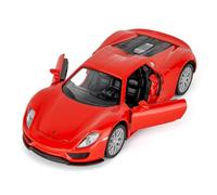 GHSCA 1/36 Escala Porsche 918 Diecast Modelo Coche, Aleación de Zinc Tire hacia atrás Vehículos Juguetes Coche con Sonido y Luz para Niños Adultos Regalo Rojo