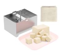 Ghshanog Prensa de tofu, prensa de queso de acero inoxidable 304, paneer ajustable con agujero de drenaje y bandeja de goteo, molde de fabricación de paneer de 16 x 12 x 9 cm para queso de tofu firme