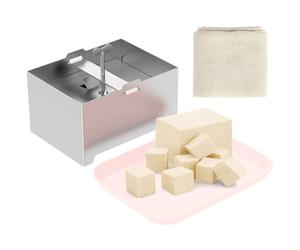 Ghshanog Prensa de tofu, prensa de queso de acero inoxidable 304, paneer ajustable con agujero de drenaje y bandeja de goteo, molde de fabricación de paneer de 16 x 12 x 9 cm para queso de tofu firme