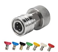 GHT - Adaptador de manguera de jardín de acero inoxidable 3/4 a conector de conexión rápida de 1/4 para un rendimiento de pulverización consistente, boquilla de liberación rápida de metal (A)