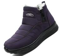 GHTRHSB Botas de nieve de invierno para mujer, con cremallera, forro de piel, cálidas, informales, cómodas, antideslizantes, para exteriores, Purple, 42 EU