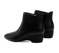 GHTRHSB Botines de cuero para mujer, con puntera puntiaguda, suela suave ortopédica, forro polar, cremallera lateral, tacón de cuña, botas cortas para caminar y trabajar todos los días, Negro grueso