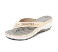GHTRHSB Sandalias ortopédicas con soporte de arco para mujer, cómodas sandalias ortopédicas con puntera abierta, suela suave, antideslizantes, zapatos de playa, albaricoque, 36 EU