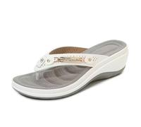 GHTRHSB Sandalias ortopédicas con soporte de arco para mujer, cómodas sandalias ortopédicas con puntera abierta, suela suave, antideslizantes, zapatos de playa, White, 36 EU