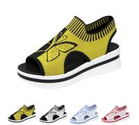 GHTRHSB Sandalias ortopédicas de punto de mariposa para mujer, cómodas, informales, puntera abierta, ajuste ancho, sandalias atléticas de verano, huecas, correa elástica al tobillo, zapatos para