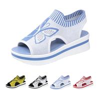 GHTRHSB Sandalias ortopédicas de punto de mariposa para mujer, cómodas, informales, puntera abierta, ajuste ancho, sandalias atléticas de verano, huecas, correa elástica al tobillo, zapatos para