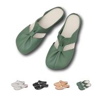 GHTRHSB Sandalias planas con nudo de suela suave para mujer, diseño recortado, ligeras, puntera redonda, sin espalda, antideslizantes, Green, 37 EU