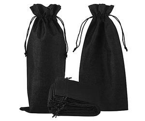 Ghulumn 10 bolsas de vino de arpillera con cordón, bolsas de regalo de tela de arpillera para regalar a ciegas