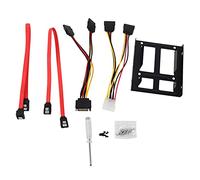 Ghulumn 2X 2.5 Pulgadas Ssd a 3.5 Pulgadas Soporte Kit de Montaje de Unidad de Interno (Cables de Datos Sata y Cables de Potencia Incluidos)