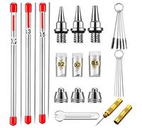 Ghulumn Kit de Tapa de Boquilla de AeróGrafo de 21 Piezas, Piezas de Repuesto de Aguja de AeróGrafo Agujas de AeróGrafo Kit de Limpieza de AeróGrafo, Pieza de Repuesto