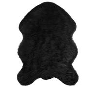 GHVBNMF Alfombra de piel de oveja sintética, 60 x 90 cm, color negro | Alfombra de pelo sintético suave para dormitorio y sala de estar. Suave acento de pelo alto para mantener los pies calientes.