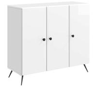 GHVBNMF Aparador blanco brillante 89 x 34,5 x 80 cm | Moderno buffet con 3 puertas giratorias para comedor, pasillo y sala de estar. Ofrece una capacidad de carga de hasta 60 kg y