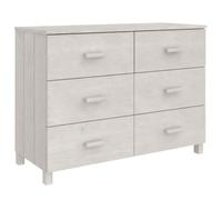 GHVBNMF Aparador Hamar blanco 113 x 40 x 80 cm madera maciza de pino | Armario versátil de madera de pino macizo con 6 cajones espaciosos para sala de estar y dormitorio.