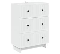GHVBNMF Cajonera blanca de 66 x 34,5 x 90 cm con 3 cajones | Solución de almacenamiento retro con 3 cajones de madera y tiradores de metal negro para tu hogar.