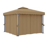 GHVBNMF Cenador de jardín de 3 x 3 m con cortinas, doble techo de aluminio | Estructura de aluminio resistente para terrazas y fiestas en el jardín. Proporciona sombra y proporciona una agradable
