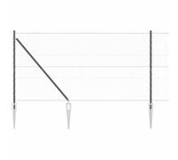 GHVBNMF Juego completo de valla de jardín con 26 estacas, color gris, 25 m | Juego de valla resistente de acero y PVC para jardín y terraza, incluye postes para un montaje estable en exteriores.