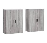 GHVBNMF Juego de 2 armarios colgantes Sonoma gris 69,5 x 34 x 90 cm | Estantería colgante de madera para ahorrar espacio, para dormitorio y sala de estar, con asas y puertas para proteger el