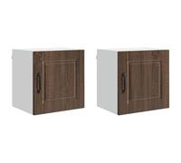 GHVBNMF Juego de 2 armarios de pared, efecto roble marrón, 40 x 31 x 40 cm | Armarios colgantes de cocina y pasillo que ahorran espacio con 2 compartimentos para organizar platos y especias.