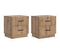 GHVBNMF Juego de 2 mesitas de noche de roble Artisan, 43 x 34,5 x 44,5 cm | Mesillas de noche compactas de estilo vintage con cajones para dormitorio y habitación de invitados con un moderno acabado de
