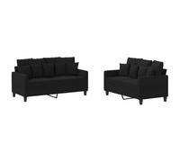 GHVBNMF Juego de 2 piezas de sofá con cojines de tela negra | Cómodo juego de 2 muebles tapizados para salón y oficina, incluye 16 cojines blandos, resistentes gracias a su estructura