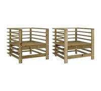 GHVBNMF Juego de 2 sillas de jardín de madera de pino | Cómodo sillón de madera para terrazas y balcones, modular ampliable con reposabrazos y construcción estable.
