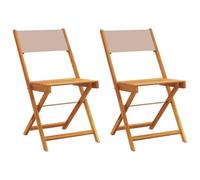 GHVBNMF Juego de 2 sillas plegables de madera maciza de acacia, color topo | Sillas plegables de madera de acacia engrasada que ahorran espacio con una cómoda funda de tela para balcón