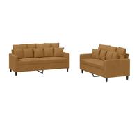 GHVBNMF Juego de 2 sofás con cojines de terciopelo, color marrón | Elegante sofá de terciopelo con acolchado grueso y cojines para el salón, estructura de metal resistente en color marrón.