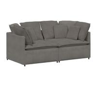 GHVBNMF Juego de 2 sofás esquineros modulares con cojines de pana gris | Sistema modular flexible de 2 piezas para sala de estar y salón, funda de pana suave y estructura de metal resistente.