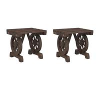 GHVBNMF Juego de 2 taburetes de jardín de madera maciza de abeto para | Taburete rústico de madera con reposabrazos de rueda de carro para patio, balcón y patio trasero, también se puede utilizar