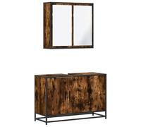 GHVBNMF Juego de muebles de baño de roble ahumado, 2 piezas | Juego de baño que ahorra espacio fabricado en madera resistente con construcción de metal estable y mucho espacio de