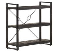 GHVBNMF Librería con 3 compartimentos, madera de mango, color negro, 90 x | Estantería de madera industrial con marco de metal resistente para sala de estar y oficina. Ideal para libros