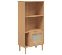 GHVBNMF Librería de ratán de madera maciza, marrón, 60 x 35 x 130 cm | Armario de pie compacto con puerta de ratán boho para salón y dormitorio. Organiza el espacio de almacenamiento con estilo.