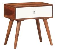 GHVBNMF Mesa auxiliar de madera maciza de acacia con cajón, 45 x 30 x 45 cm | Mesa de sofá compacta de acacia fina para dormitorio y sala de estar. Proporciona un práctico espacio de almacenamiento con