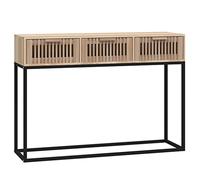 GHVBNMF Mesa consola de 105 x 30 x 75 cm con 3 cajones | Mesa auxiliar escandinava para pasillo y salón con patas de hierro, madera y soporte de pared.